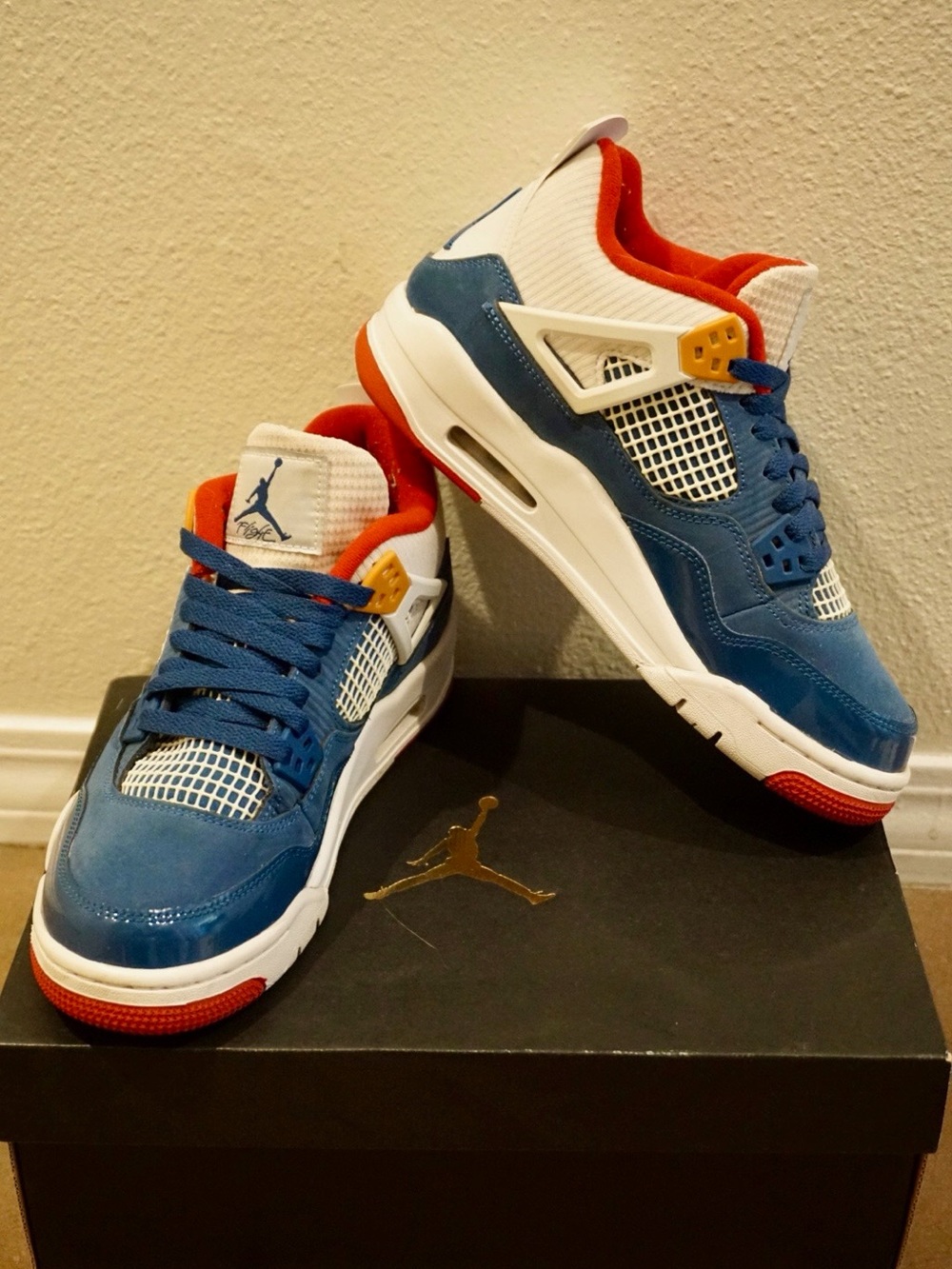 Jordan 4 Retro Sneakers Blue White Orange